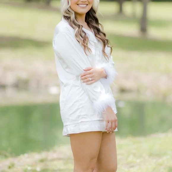 White Silk Pj set - Picture 2 of 9